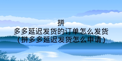 拼多多延迟发货的订单怎么发货(拼多多延迟发货怎么申请)