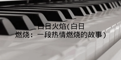 白日火焰(白日燃烧:一段热情燃烧的故事)