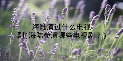 海陆演过什么电视剧(海陆参演哪些电视剧?)
