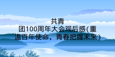 共青团100周年大会观后感(重温百年使命，青春把握未来)
