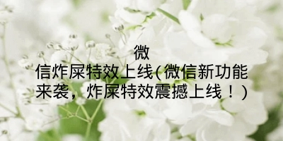 微信炸屎特效上线(微信新功能来袭，炸屎特效震撼上线！)