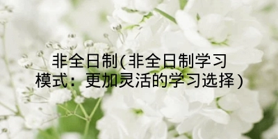 非全日制(非全日制学习模式:更加灵活的学习选择)