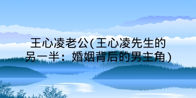 王心凌老公(王心凌先生的另一半:婚姻背后的男主角)