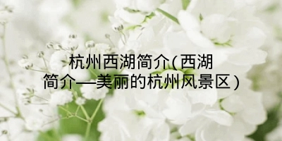 杭州西湖简介(西湖简介——美丽的杭州风景区)