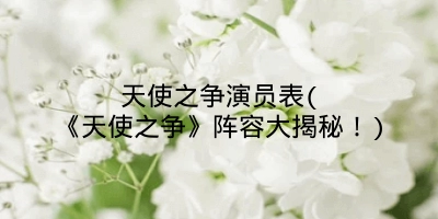 天使之争演员表(《天使之争》阵容大揭秘!)