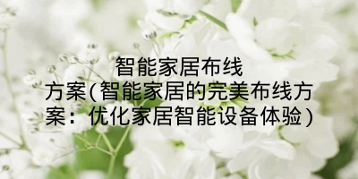 智能家居布线方案(智能家居的完美布线方案:优化家居智能设备体验)