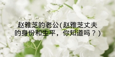 赵雅芝的老公(赵雅芝丈夫的身份和生平,你知道吗?)