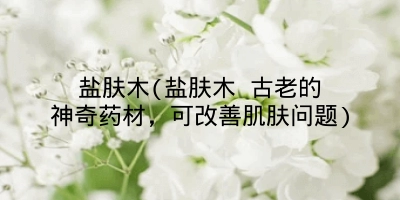 盐肤木(盐肤木 古老的神奇药材，可改善肌肤问题)