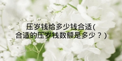 压岁钱给多少钱合适(合适的压岁钱数额是多少?)