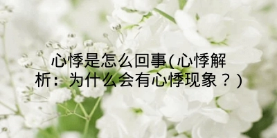 心悸是怎么回事(心悸解析：为什么会有心悸现象？)