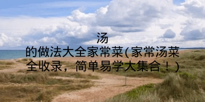 汤的做法大全家常菜(家常汤菜全收录,简单易学大集合!)