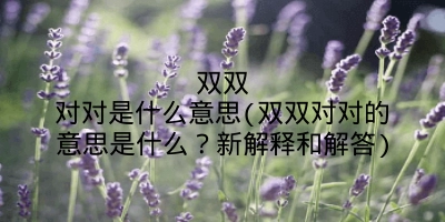 双双对对是什么意思(双双对对的意思是什么？新解释和解答)