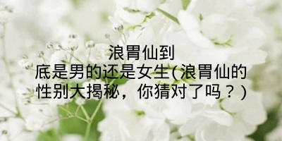 浪胃仙到底是男的还是女生(浪胃仙的性别大揭秘,你猜对了吗?)