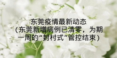 东莞疫情最新动态(东莞新增病例已清零,为期一周的“封村式”管控结束)
