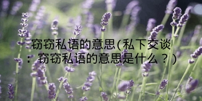 窃窃私语的意思(私下交谈:窃窃私语的意思是什么?)