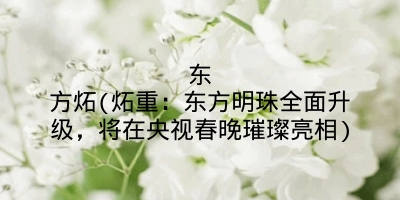 东方炻(炻重:东方明珠全面升级,将在央视春晚璀璨亮相)