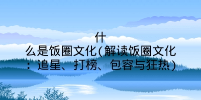 什么是饭圈文化(解读饭圈文化：追星、打榜、包容与狂热)
