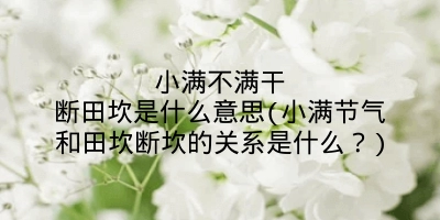 小满不满干断田坎是什么意思(小满节气和田坎断坎的关系是什么？)