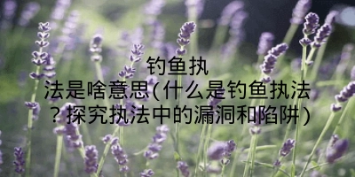 钓鱼执法是啥意思(什么是钓鱼执法?探究执法中的漏洞和陷阱)
