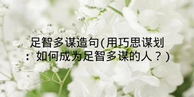 足智多谋造句(用巧思谋划:如何成为足智多谋的人?)