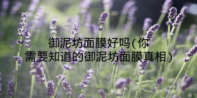 御泥坊面膜好吗(你需要知道的御泥坊面膜真相)