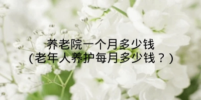 养老院一个月多少钱(老年人养护每月多少钱?)