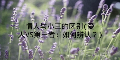 情人与小三的区别(爱人VS第三者：如何辨认？)