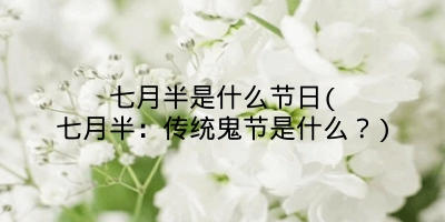 七月半是什么节日(七月半:传统鬼节是什么?)