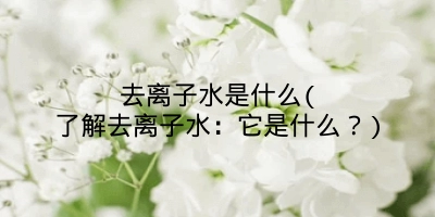 去离子水是什么(了解去离子水:它是什么?)