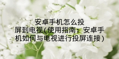 安卓手机怎么投屏到电视(使用指南：安卓手机如何与电视进行投屏连接)
