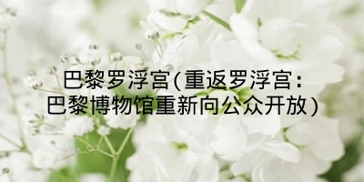 巴黎罗浮宫(重返罗浮宫:巴黎博物馆重新向公众开放)