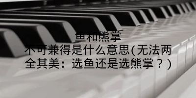 鱼和熊掌不可兼得是什么意思(无法两全其美:选鱼还是选熊掌?)