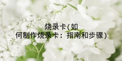 烧录卡(如何制作烧录卡：指南和步骤)
