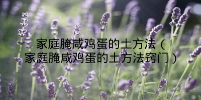 家庭腌咸鸡蛋的土方法(家庭腌咸鸡蛋的土方法窍门)